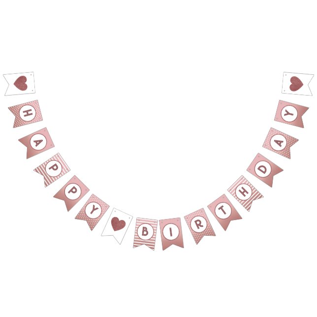 Bandeirinha Festa de rosa Dourada Feliz Aniversário Chic Girly (Todos)