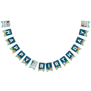 Bandeirinha Festa Personalizada de 3 Fotos do Campo de Anivers