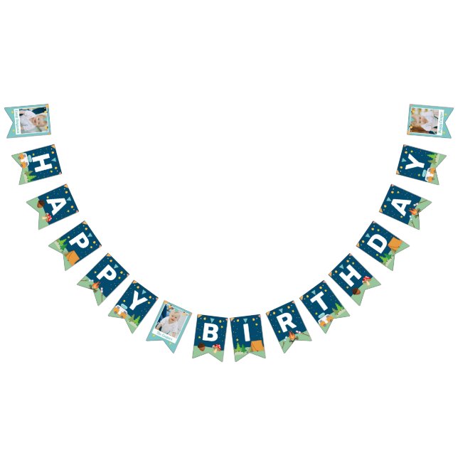 Bandeirinha Festa Personalizada de 3 Fotos do Campo de Anivers (Todos)