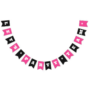 Bandeirinha Festa Personalizada Rosa/Preta ou Evento de Trabal