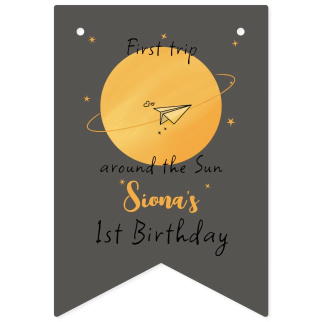 Bandeirinha First Trip Around The Sun Paper Airplane Birthday (Primeira Bandeira)