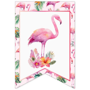 Bandeirinha Flamingo Chá de fraldas Rosa Tropical Bem-Vindo