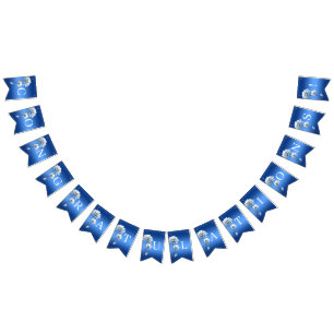 Bandeirinha Flâmula de Flores de Aquarela Azul