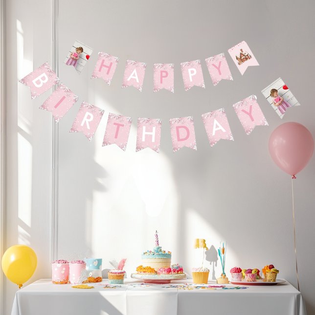 Bandeirinha Floco de neve Pastel Pink Winter Wonderland (Criador carregado)