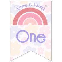 Flor Arco-Íris Banner de Bunting Aniversário
