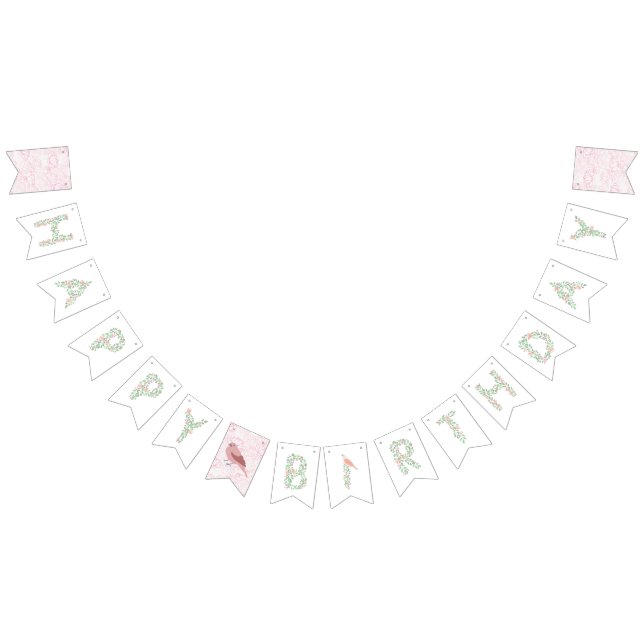 Bandeirinha Floral Alphabet Happy Birthday Banner (Todos)
