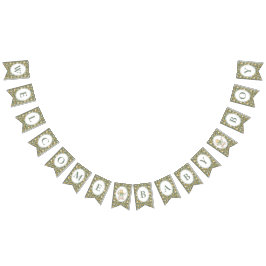 Bandeirinha Floral Carriage Baby Boy Bunting Banner | Sage