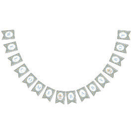 Bandeirinha Floral Carriage Welcome Baby Boy Bunting Banner 