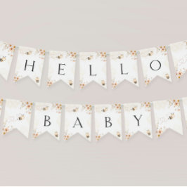 Bandeirinha Floral Honey Bumble Bee Chá de fraldas