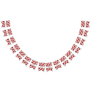 Bandeirinha Floral Vermelho e Dourado Geométrico