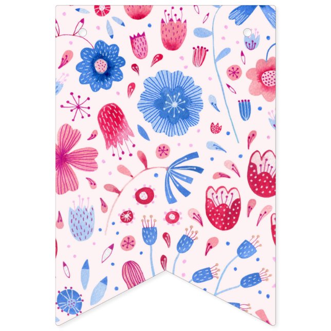 Bandeirinha Flores de Jardim de Algodão Aquarela (Primeira Bandeira)