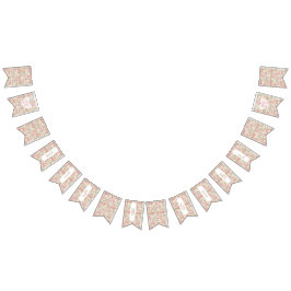 Bandeirinha Flores Rústicas de Madeira Rosa Banner Chá de fral