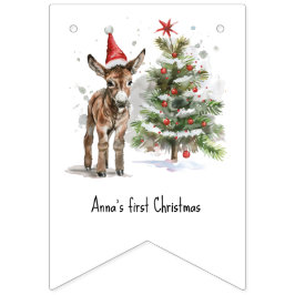 Bandeirinha fofo burro e árvore de natal, personalizável