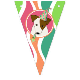 Bandeirinha fofo cão de desenho animado vestindo festa de chap