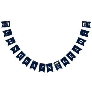 Bandeirinha Formatura 2026 Parabéns Graduado Azul Marinho Bran