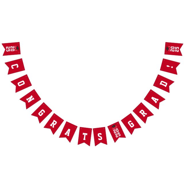 Bandeirinha Formatura 2026 Parabéns Graduado Vermelho Branco (Todos)