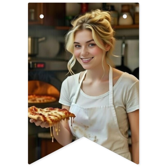 Bandeirinha Foto de Pizza para Personalizar e Customizar (Primeira Bandeira)