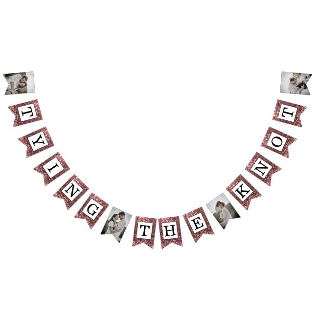 Bandeirinha Foto do Casando Glitter Dourado rosa (Todos)