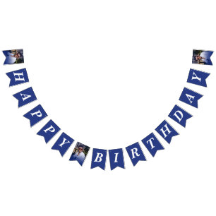 Bandeirinha Foto Gradiente da Marinha Feliz Aniversário