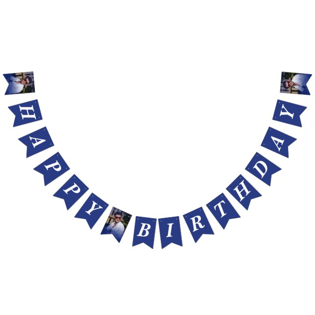Bandeirinha Foto Gradiente Marinho Feliz Aniversário (Todos)