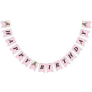 Bandeirinha Foto Gradiente Rosa Bege Feliz Aniversário