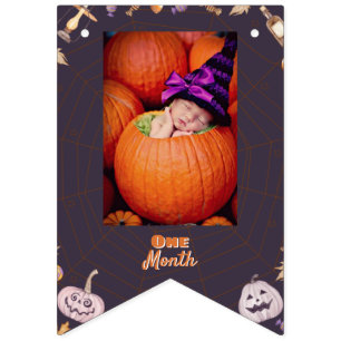 Bandeirinha Foto mensal do Pequeno Pumpkin Halloween