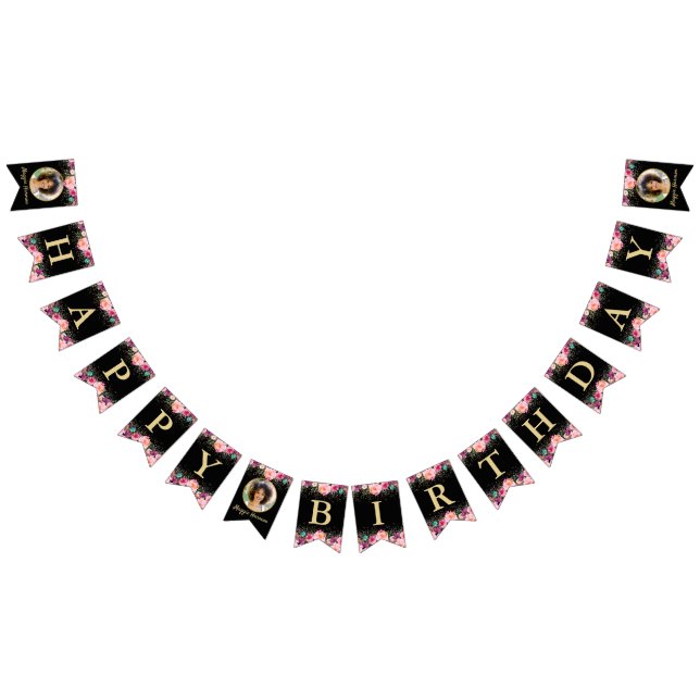 Bandeirinha Foto personalizada, cor-de-rosa, Dourada, (Todos)