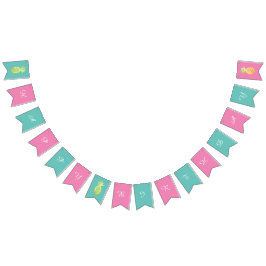 Bandeirinha Frutas de abacaxi, cor-de-rosa, parabéns