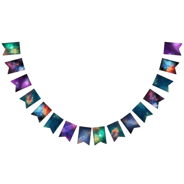 Bandeirinha Galáxias de Estrelas Universo do Espaço Verde Azul (Todos)