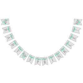 Bandeirinha Garrafa de bebê elefante verde e Cinza branca