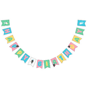 Bandeirinha Gatos & feliz aniversario das letras do balão