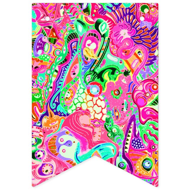 Bandeirinha Gente de cozinha de monstros abstrato mistos, de c (Primeira Bandeira)