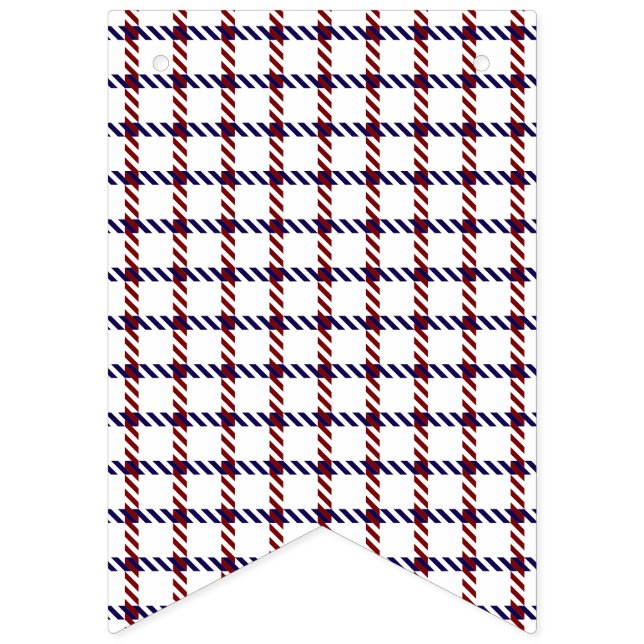 Bandeirinha Gingham Patriótico Rústico Vermelho, Branco e Azul (Primeira Bandeira)