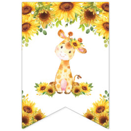 Bandeirinha Girafa Floral Girafa Chá de fraldas Aniversário