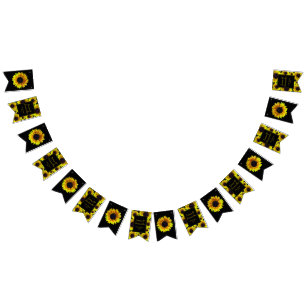 Bandeirinha Girassol amarelo brilhante alegre -