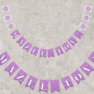 Bandeirinha Glam Purple Sparkle Girl Mazel Tov Bat Mitzvah