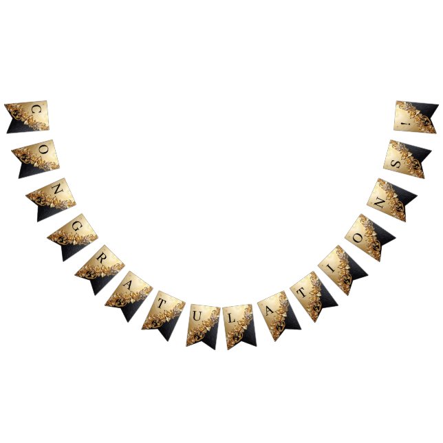 Bandeirinha Gold Floral Embellishments Bunting Flag (Todos)