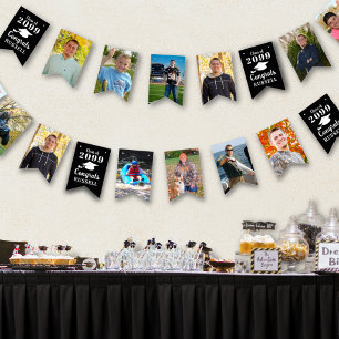 Bandeirinha Graduação 12 Fotos Ano Parabéns Nome Preto