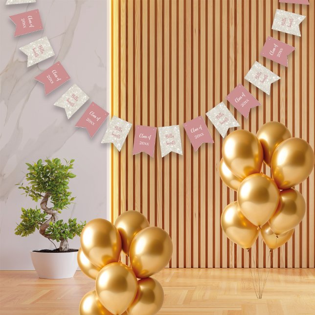 Bandeirinha Graduação Cor-de-rosa moderna com brilho empoeirad (Criador carregado)