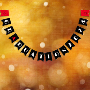 Bandeirinha Graduação vermelha branca minimalista a preto