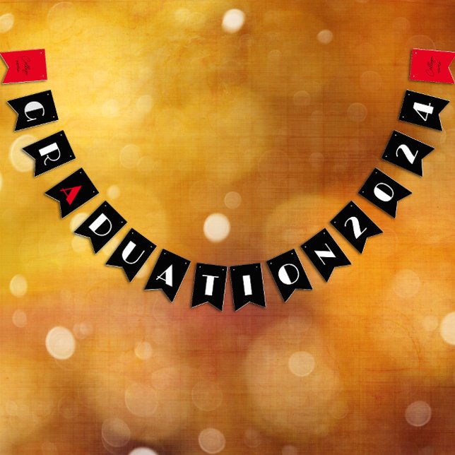 Bandeirinha Graduação vermelha branca minimalista a preto (Criador carregado)