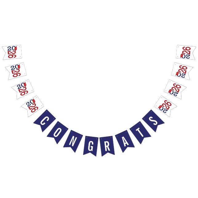 Bandeirinha Graduation 2026 Navy Blue and Red (Todos)