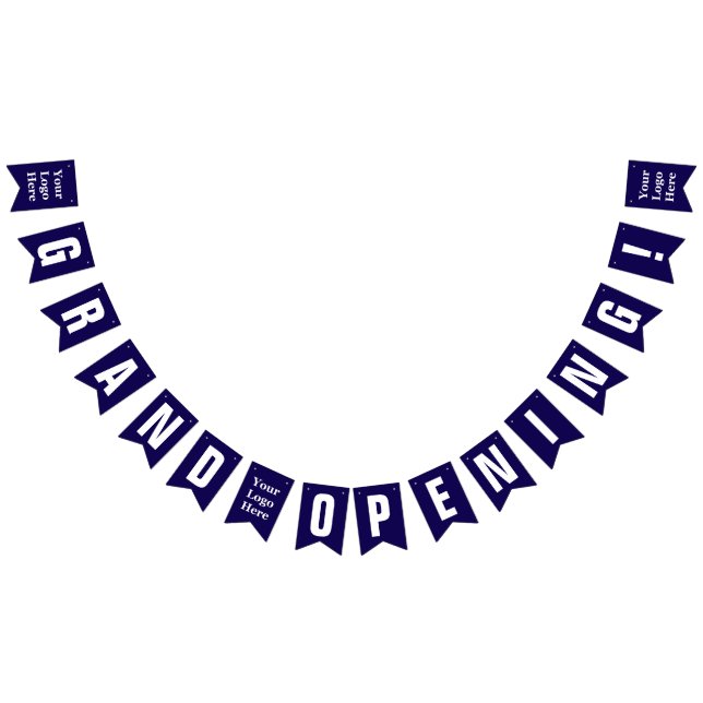 Bandeirinha Grand Opening Dark Blue and White Your Logo Here (Todos)