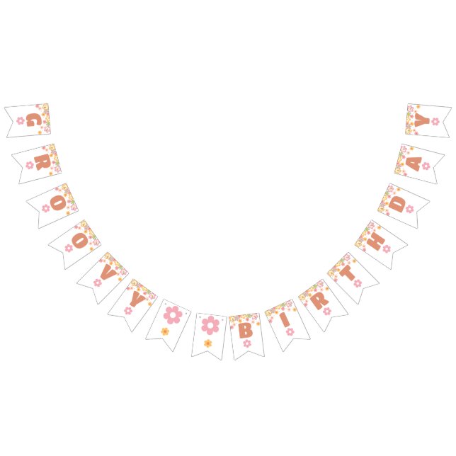 Bandeirinha Groovy Birthday Daisies Hippie Birthday (Todos)