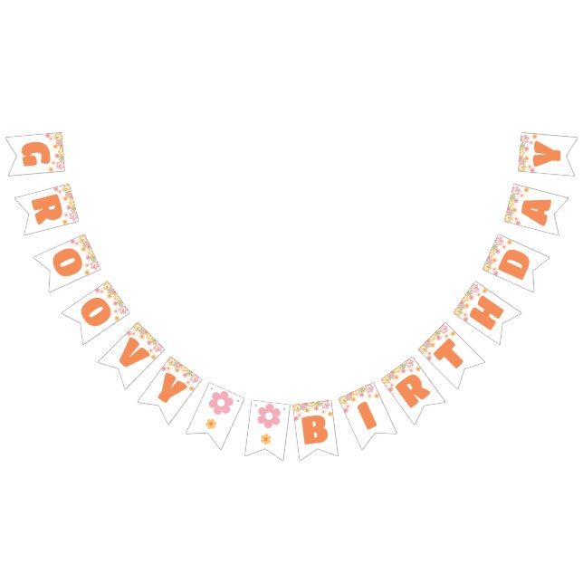 Bandeirinha Groovy Birthday Daisy Hippie Birthday (Todos)