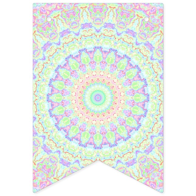 Bandeirinha Groovy Funky Boho Hippie Rainbow Abstrato Mandala (Primeira Bandeira)
