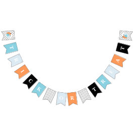 Bandeirinha Halloween TRICK OU TREAT Blue Pumpkins e aranhas