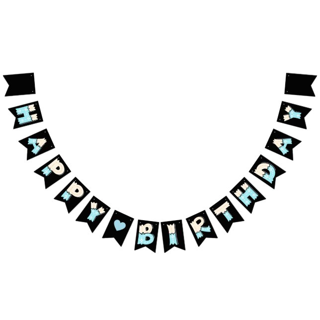 Bandeirinha Happy Birthday azul Beige (Todos)