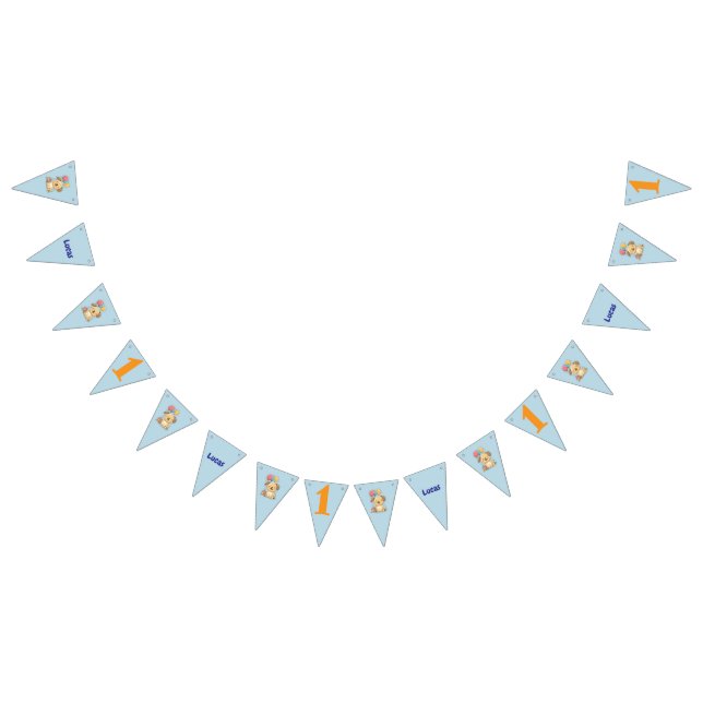 Bandeirinha Happy Puppy, Boy, Let's Pawty, 1st Birthday  (Todos)