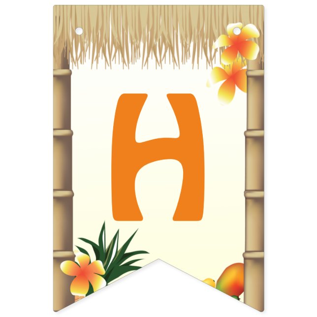 Bandeirinha Havaiano Luau Tiki Hut Festa de aniversário tropic (Segunda Bandeira)